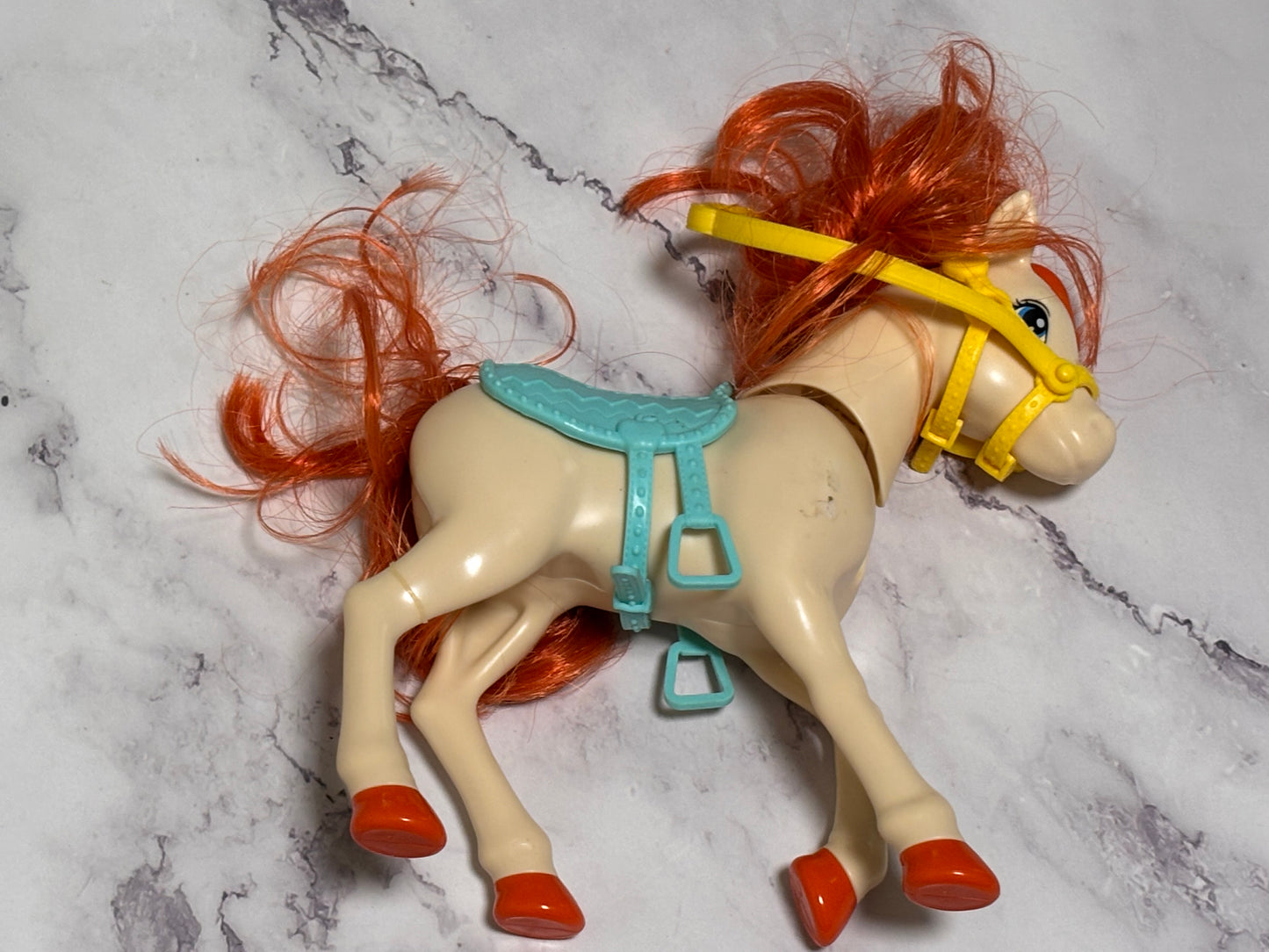Barbie Hugs N Horses Horse w/Saddle & Reigns Toy Pony 6" Orange Hair