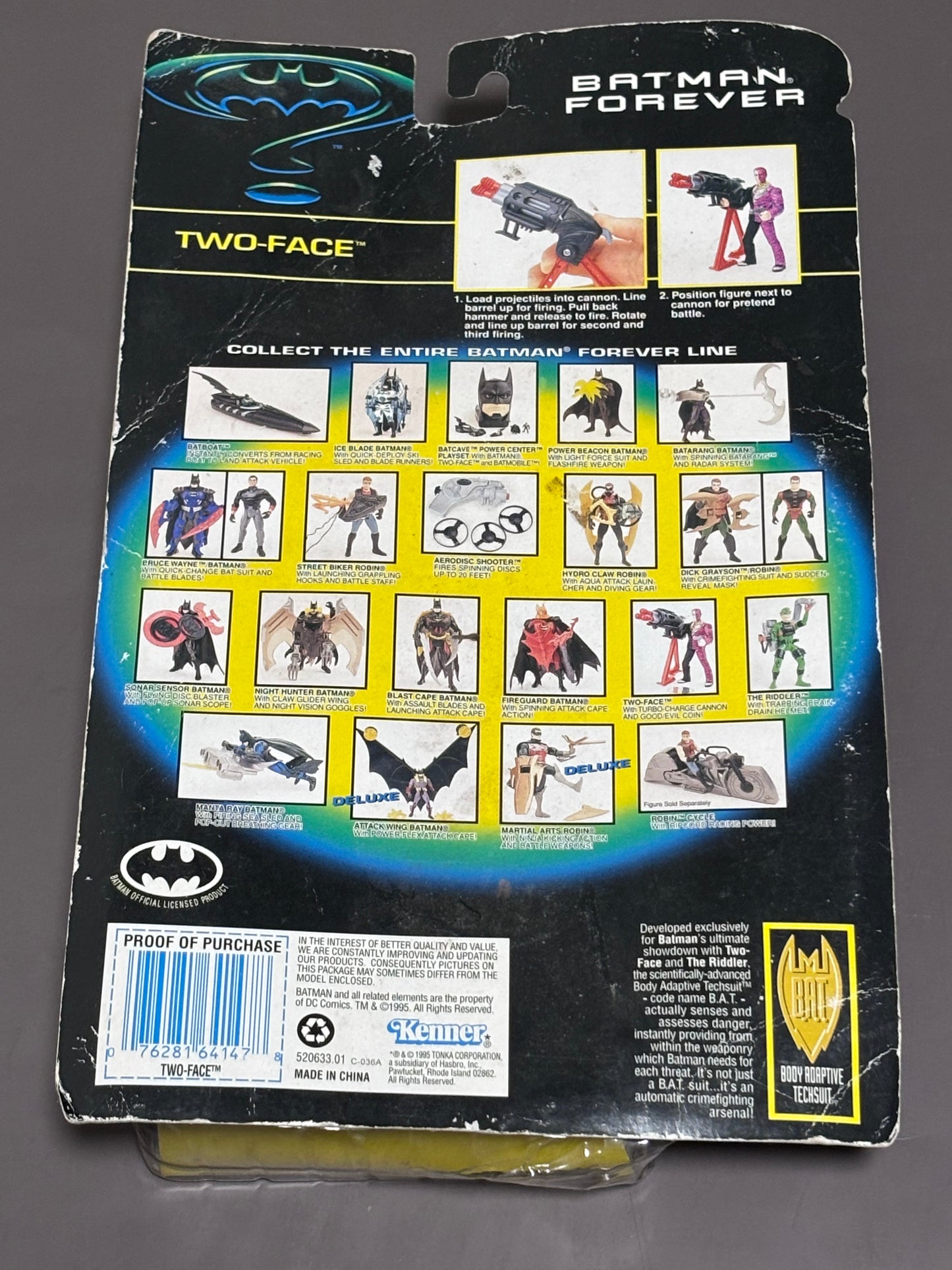 1995 Batman Forever TWO-FACE with Turbo-Charge Cannon and Good/Evil Coin