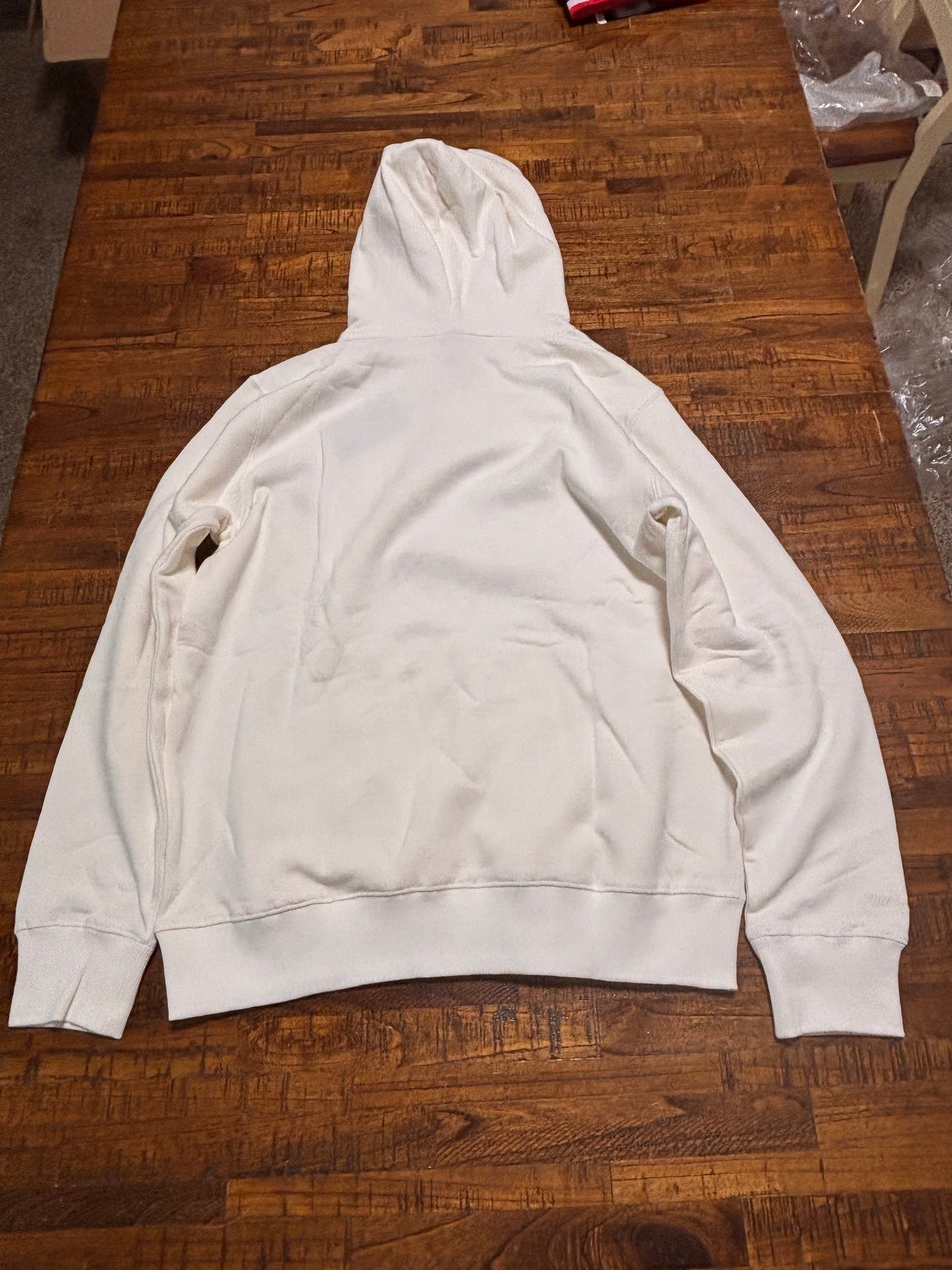 Chicago Bulls Mitchell & Ness NBA Retro Hardwood Classic HWC Team Logo Windy City Hoodie Hooded Pullover Off White Cream Mens L Large New NWT