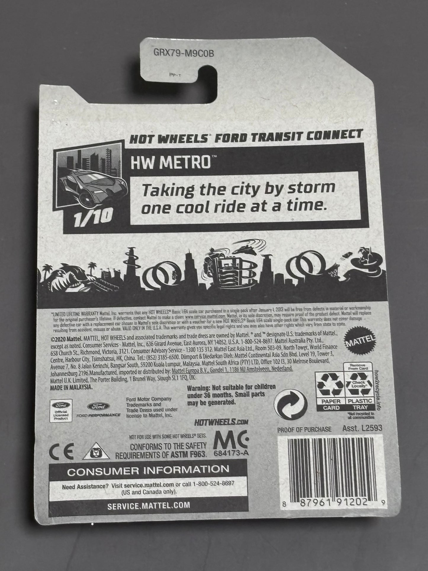 2021 Hot Wheels #7 Ford Transit Connect Pep Petrol HW Metro 1/10 Blue New