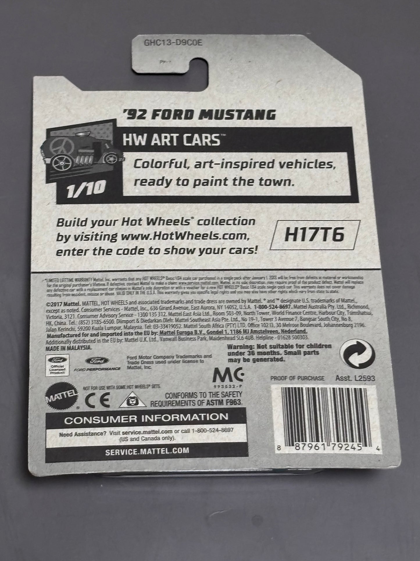 Hot Wheels 2020 M/L #90/250 '92  Ford Mustang 1/10 HW Art Cars Orange New