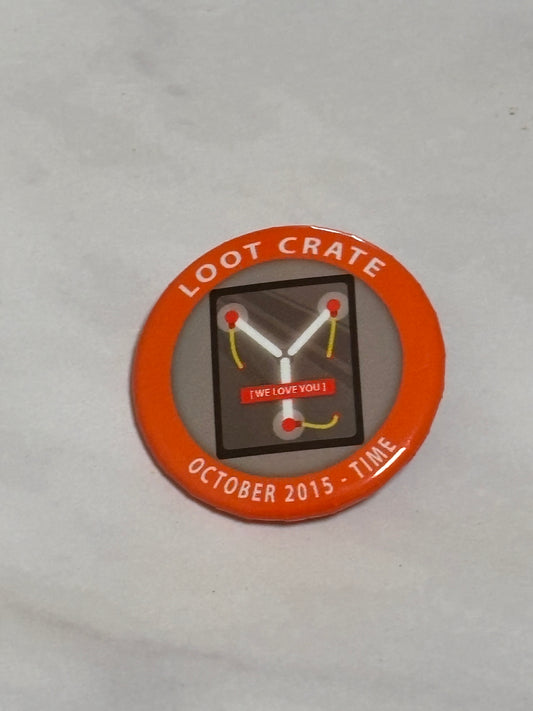 Loot Crate October 2015 Time Back to Future Flux Capacitor Button Badge Pin
