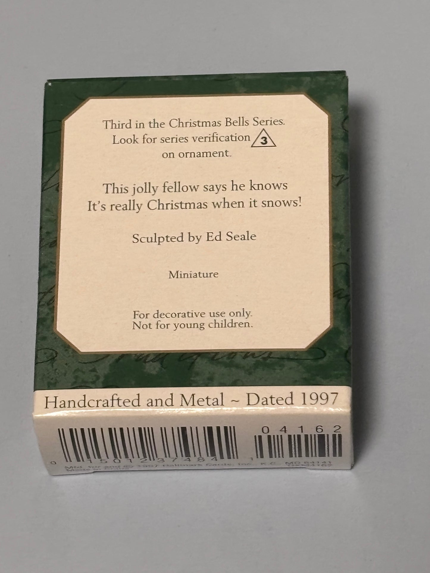 1997 Christmas Bells Snowman ~ #3 in Series ~ Hallmark Miniature Ornament