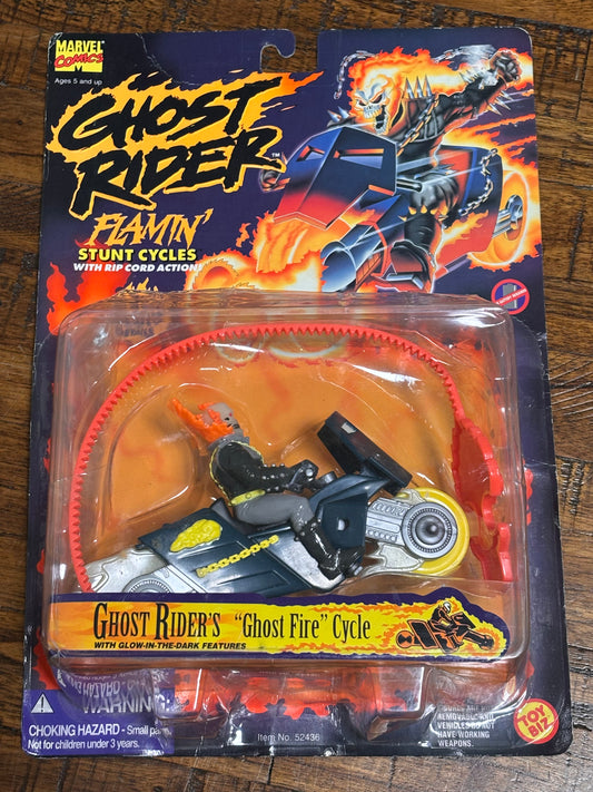 ToyBiz Marvel Comics Ghost Rider Flamin' Stunt Cycle Ghost Fire 1995 Action Figure New