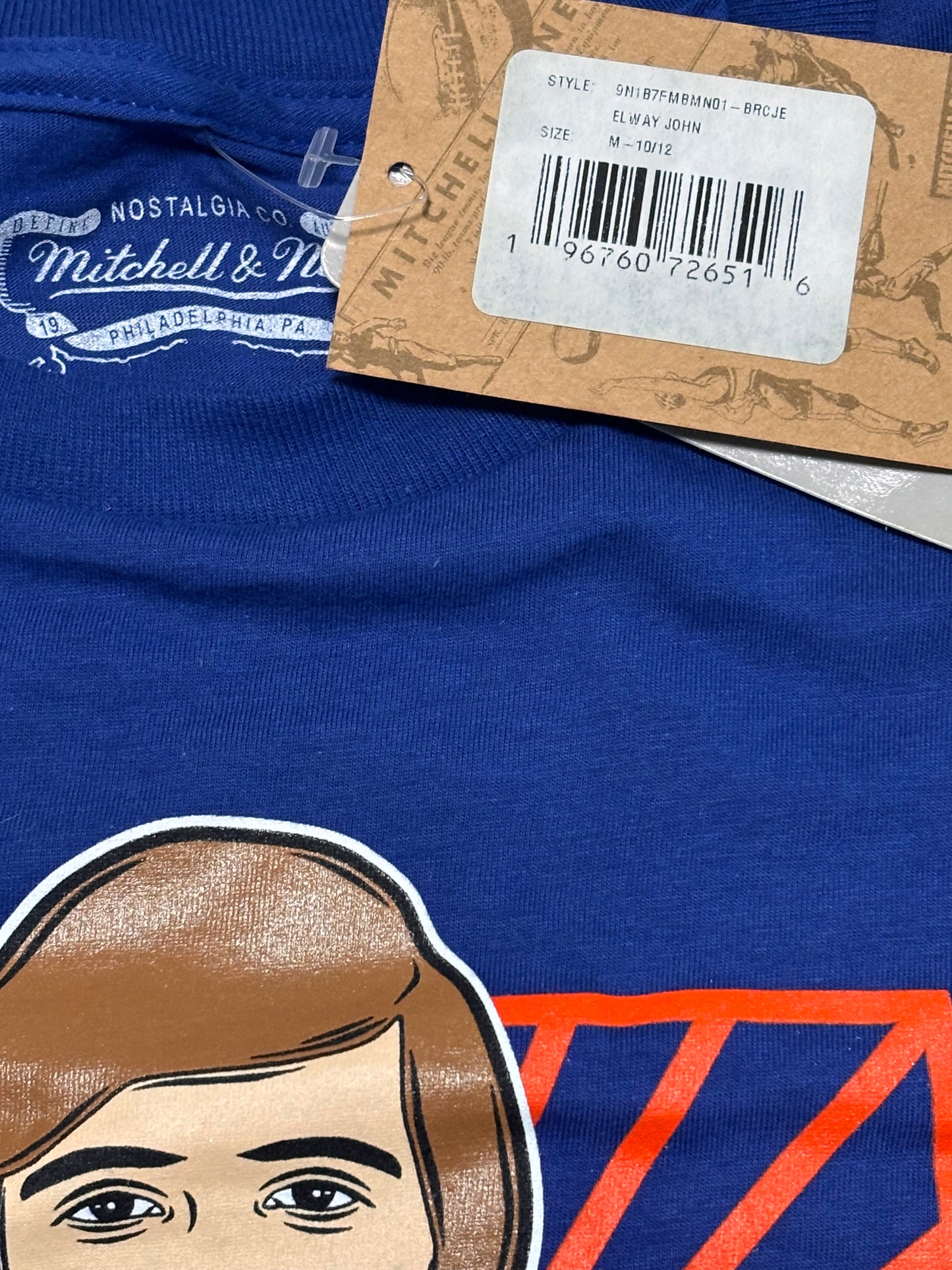 John Elway Denver Broncos Mitchell & Ness NFL Football Throwback Blue Tee Shirt Youth Kids Medium M 10-12 New NWT