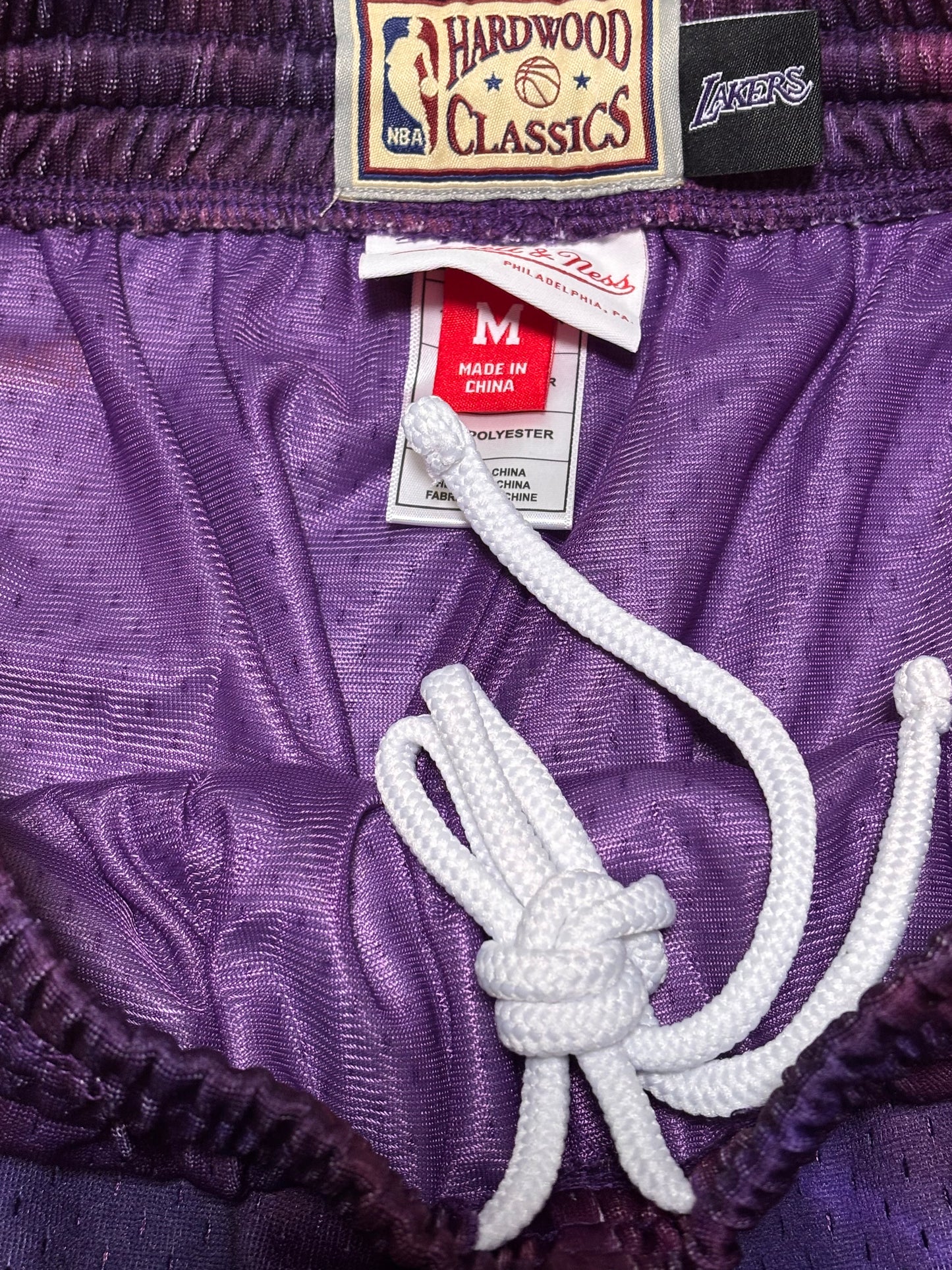 Los Angeles LA Lakers Mitchell & Ness NBA Retro HWC Hardwood Classic Swingman 1996-97 Shorts Lightning Purple Gold Women’s Medium M New NWOT