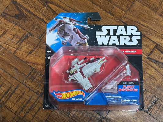 Disney Hot Wheels Mattel Star Wars with Flight Navigator 2014 Republic Attack Gunship Die Cast New