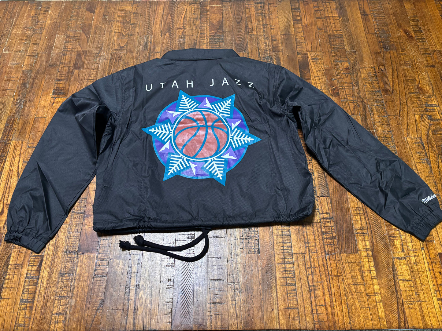 Utah Jazz Mitchell & Ness NBA Retro Hardwood Classic HWC Cropped Full Button Snap Long Sleeve Jacket Women’s Black Medium M New NWOT