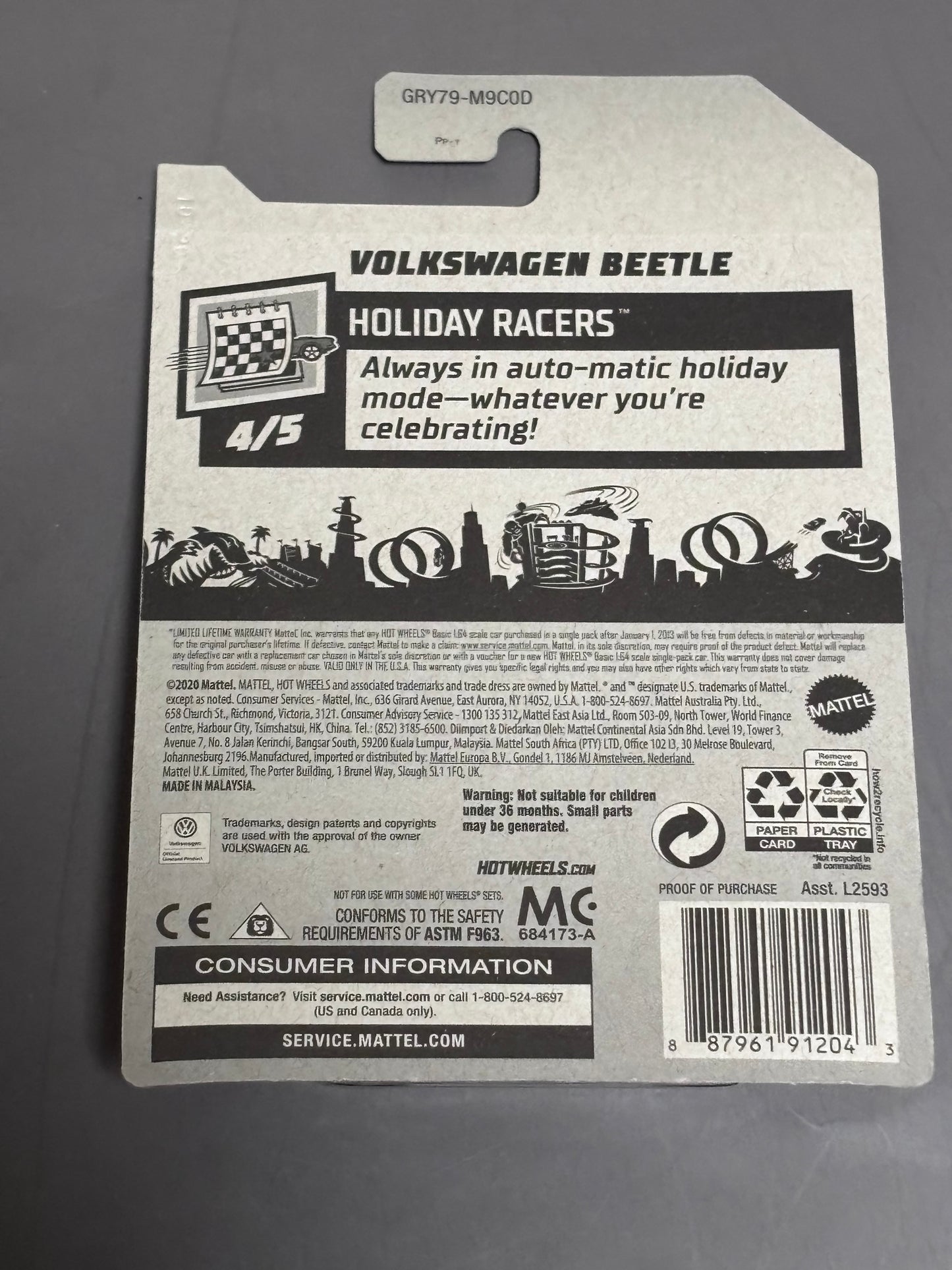 2021 Hot Wheels Holiday Racers 4/5: Volkswagen Beetle #96 Red New