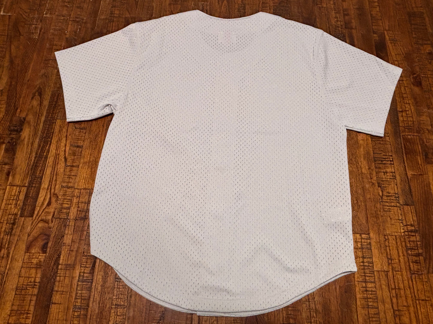 Mitchell & Ness Branded Mesh Short Sleeve Baseball Jersey Shirt Gray Cream Men’s Large L New NWOT