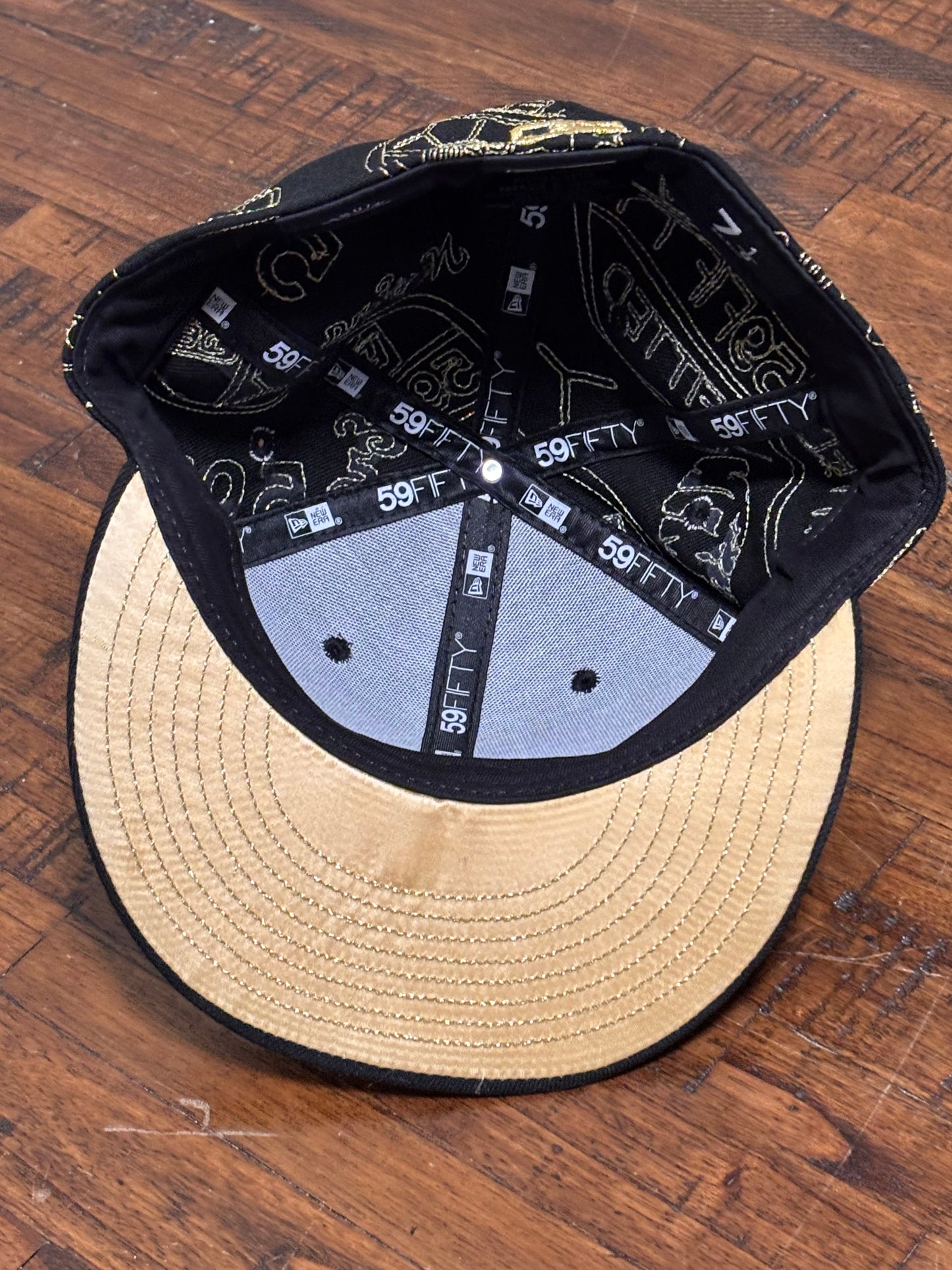 Houston Astros New Era 59FIFTY MLB Baseball Day Allover Fitted Hat Cap Black Gold New NWT 7 1/8