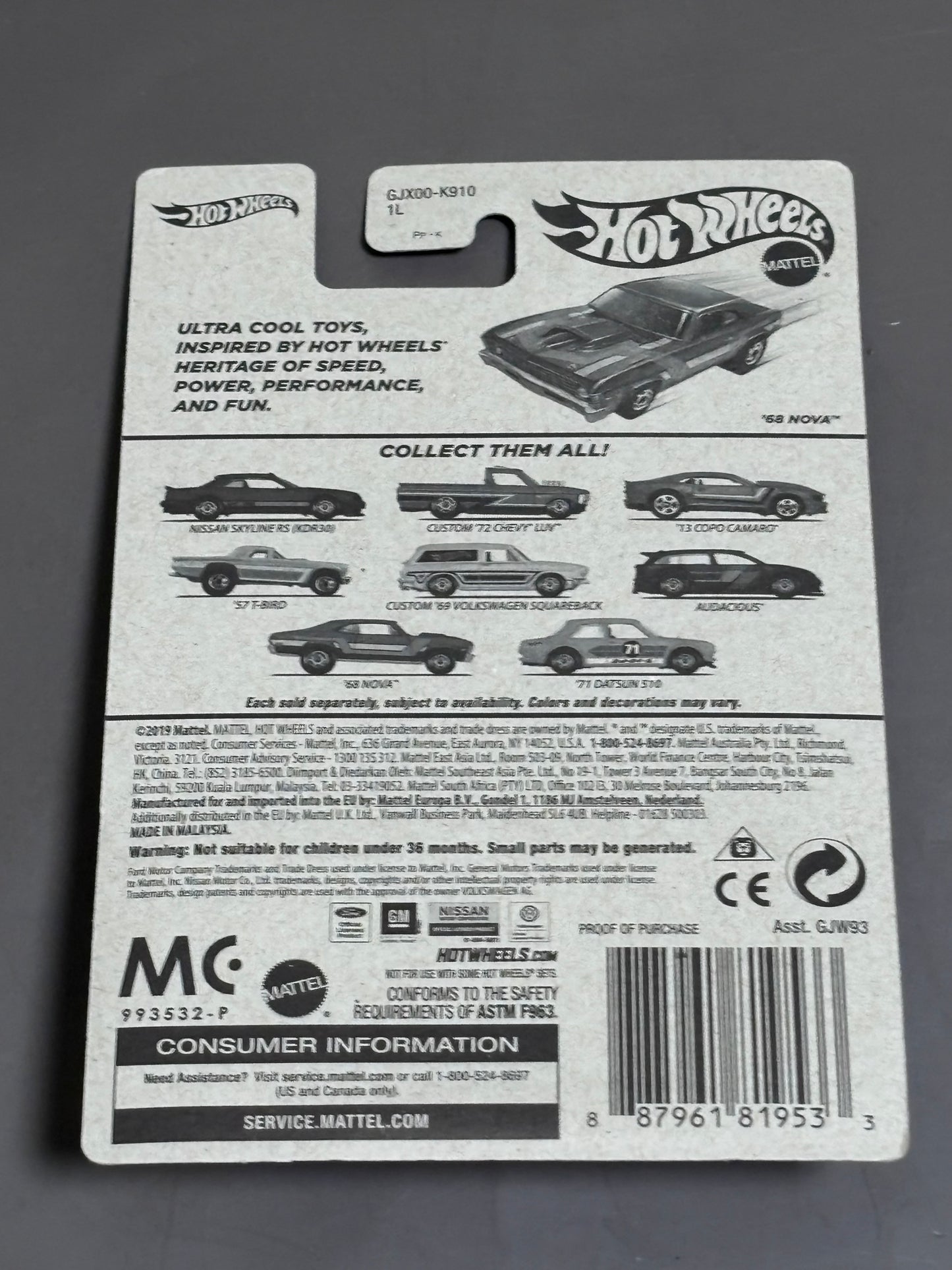 Hot Wheels 1968 Chevy Nova, Muscle Car, Diecast, Flying Customs, 2019 Muscle Car