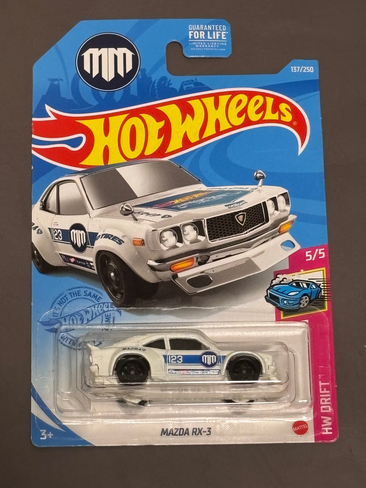Mattel Hot Wheels 2021 HW Drift 5/5 White Mazda RX-3 137/250 Mad Mike Toyo New