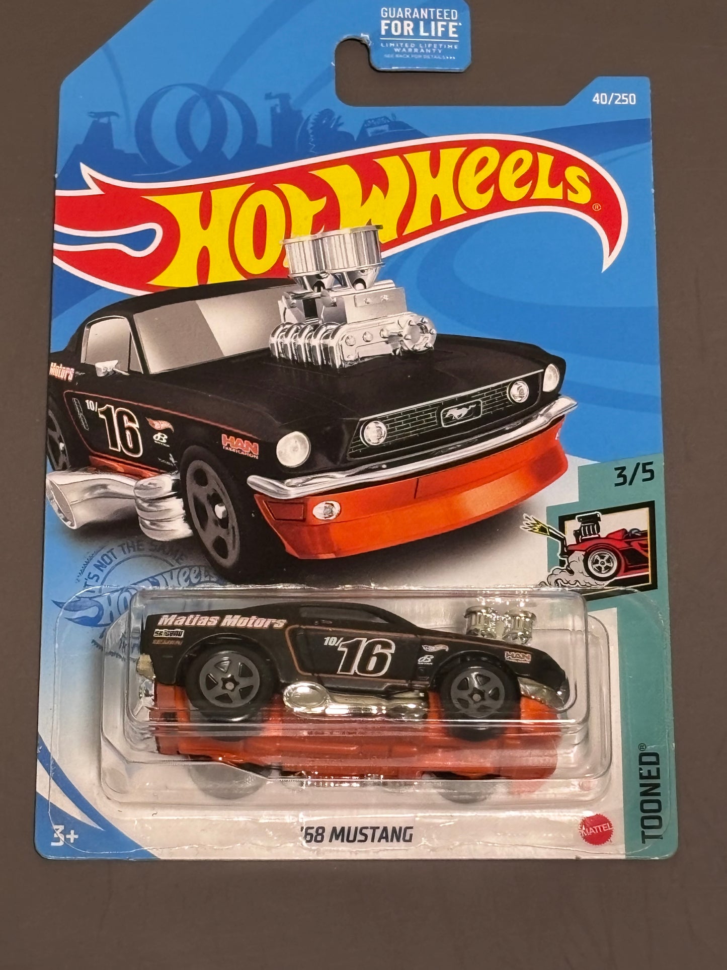 Mattel Hot Wheels 2021 Tooned 3/5 Black '68 Mustang 40/250 New