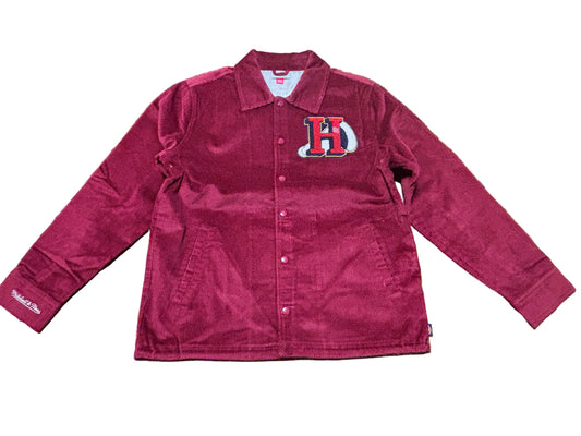 Houston Rockets Mitchell & Ness NBA Retro Hardwood Classic HWC Collegiate Coach’s Long Sleeve Full Button Snap Corduroy Jacket Red Men’s Large L New NWOT