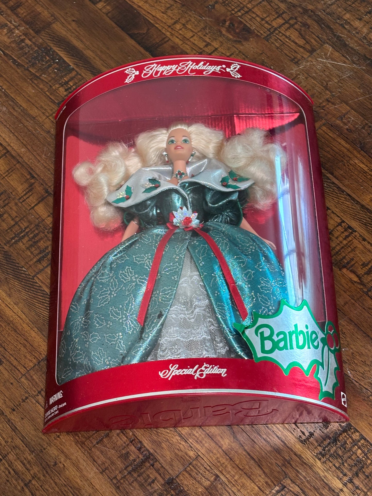 1995 Happy Holidays Barbie Special Edition Emerald Green Dress Mattel #14123