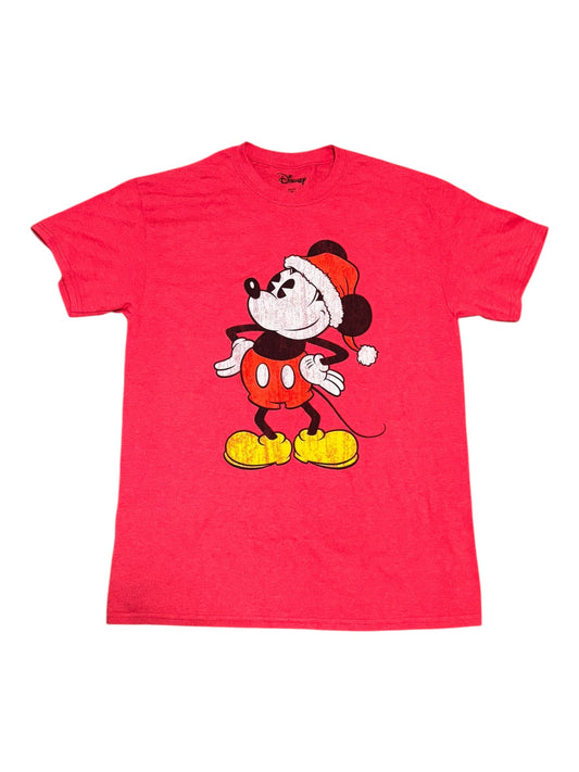 Mickey Mouse Disney Christmas Santa Hat Shirt T-Shirt Adult M Medium New NWOT