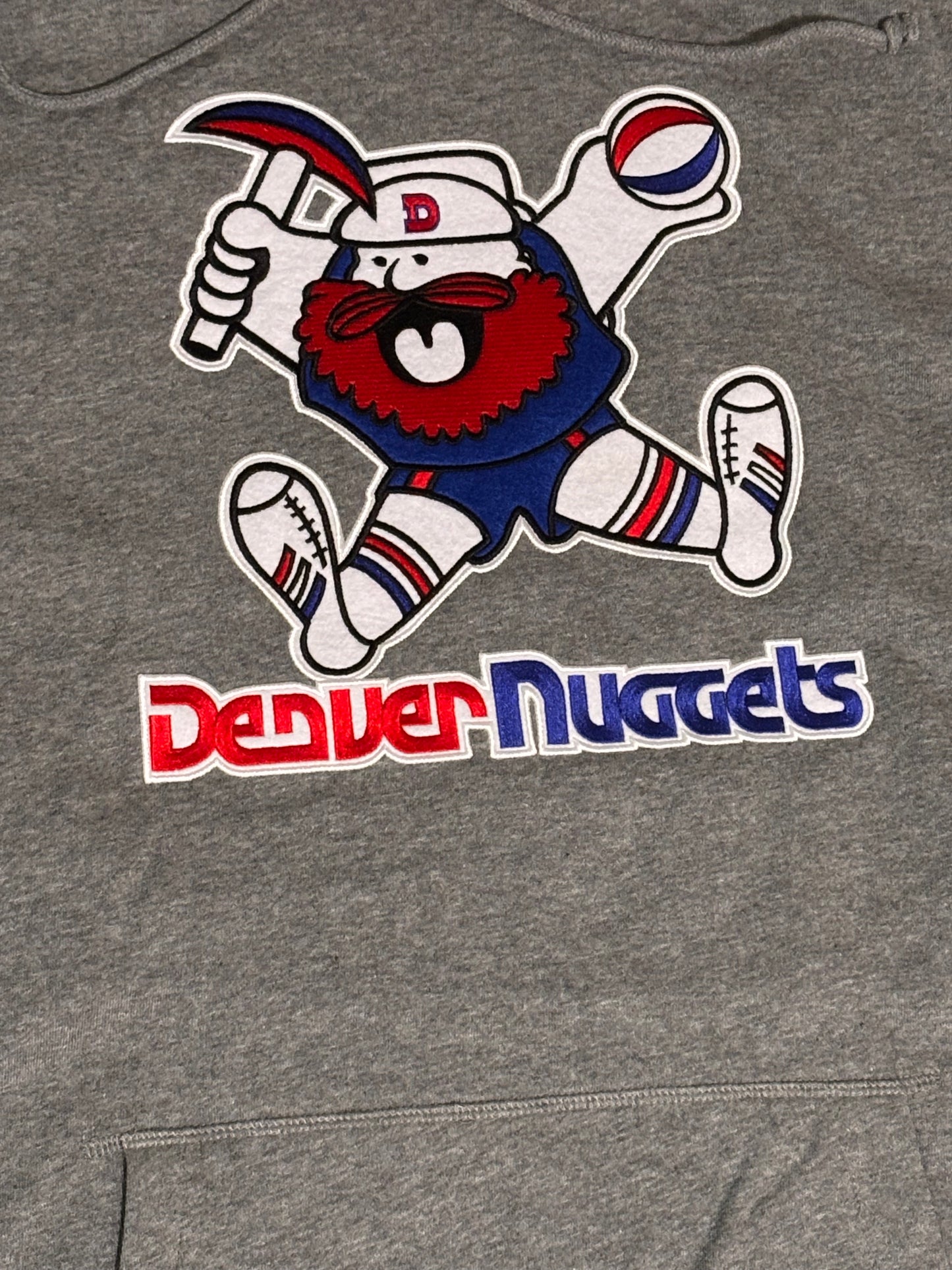 Denver Nuggets Mitchell & Ness NBA Heather Gray Postgame Fleece Short Sleeve Pullover Hoodie & Shorts Men’s Large L New NWOT