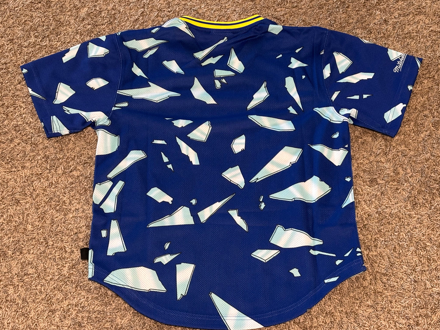 Denver Nuggets Mitchell & Ness Retro Blue Big Face Rim Glass Breaking Hardwood Classic Shirt Mens Medium M New NWOT