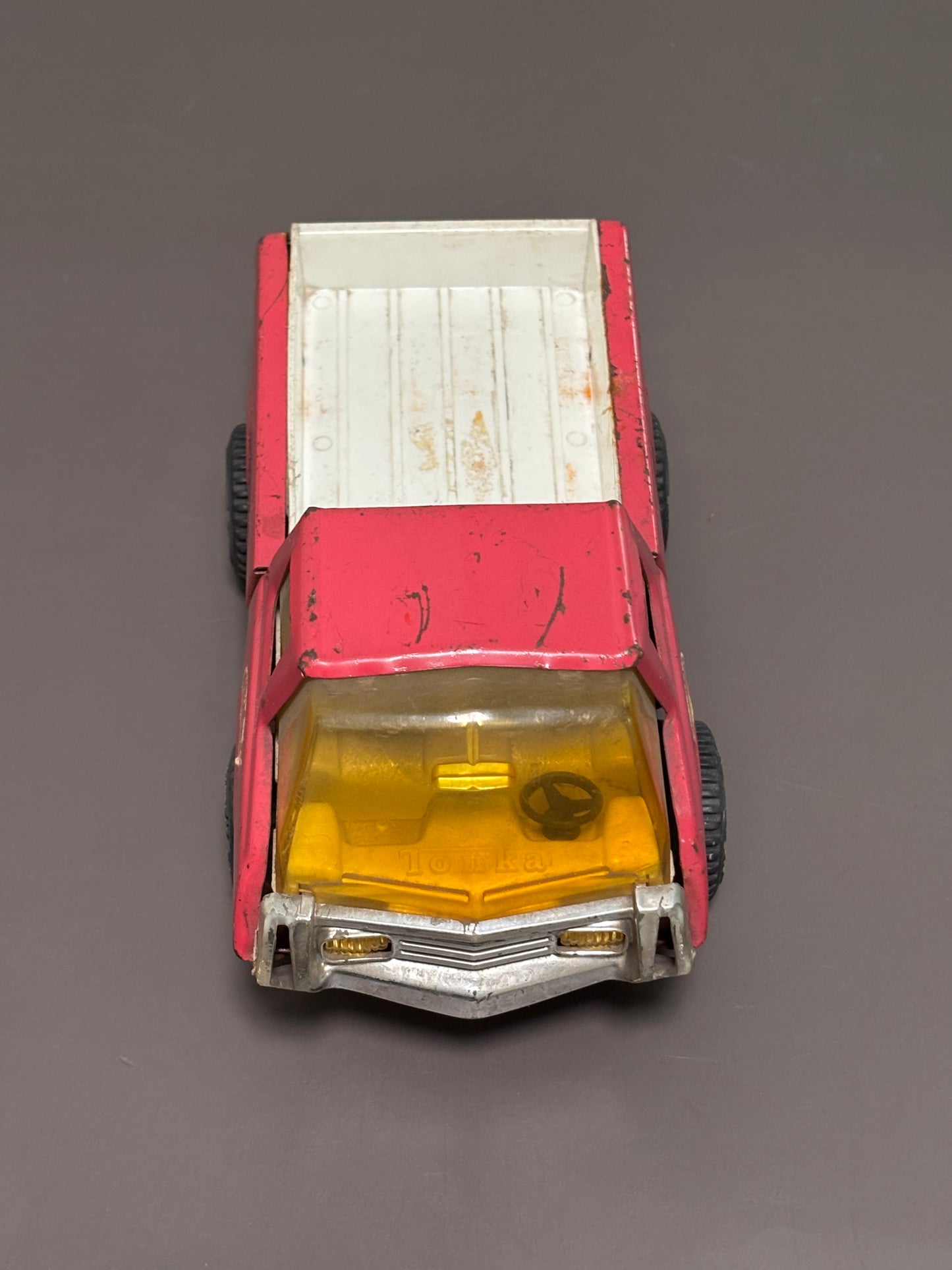 VTG Tonka Pickup Truck Pink 8.5" 70s Pressed Steel Small Metal Toy Truck Vehicle