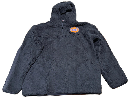 Phoenix Suns Mitchell & Ness NBA Retro Polar Fleece 1/4 Zip Pullover Hoodie Sweater Jacket Black Mens L Large New NWOT