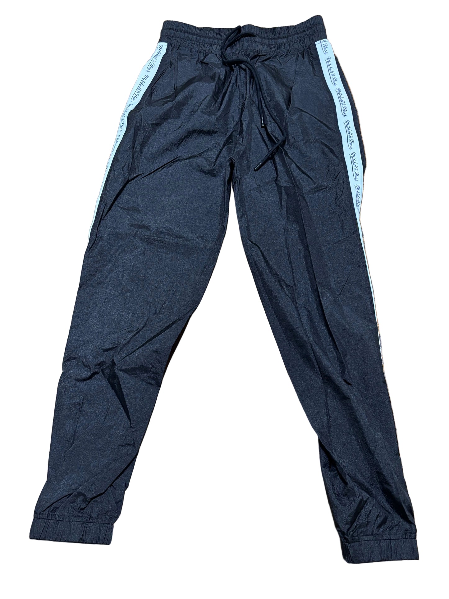 Mitchell & Ness Branded Windbreaker Track Pants Drawstring Black White Striped Women’s Medium M New NWOT