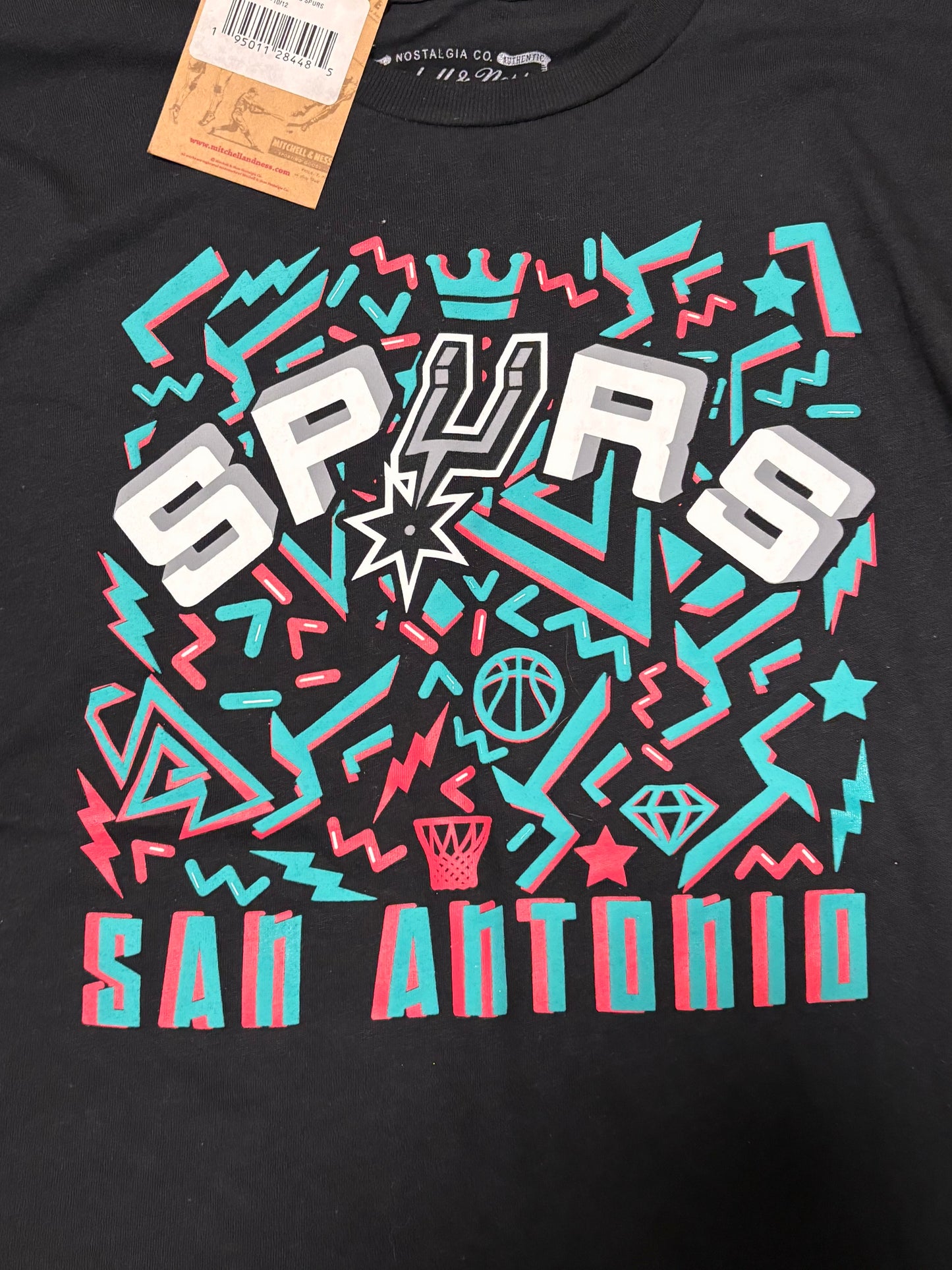 San Antonio Spurs Mitchell & Ness NBA Retro Hardwood Classic HWC Dynamic Long Sleeve T Shirt Black Youth Kids Medium M 10-12 New NWT