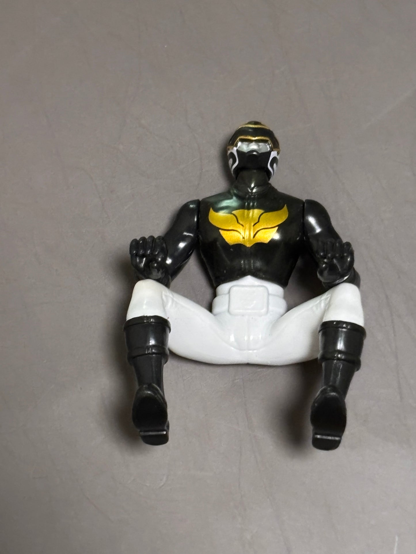 2012 Power Rangers Megaforce Black Ranger Action Figure Sitting Down Position