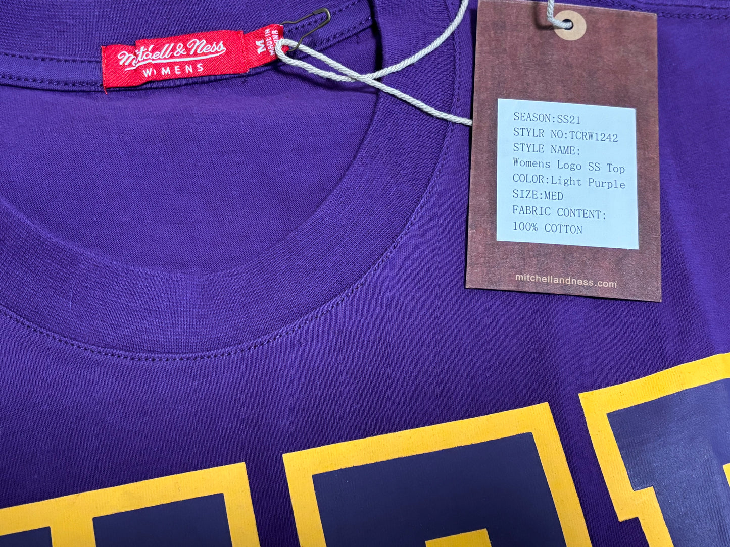 Los Angeles LA Lakers Mitchell & Ness HWC Hardwood Classic Nba Retro Short Sleeve Shirt Purple Women Medium M New NWT