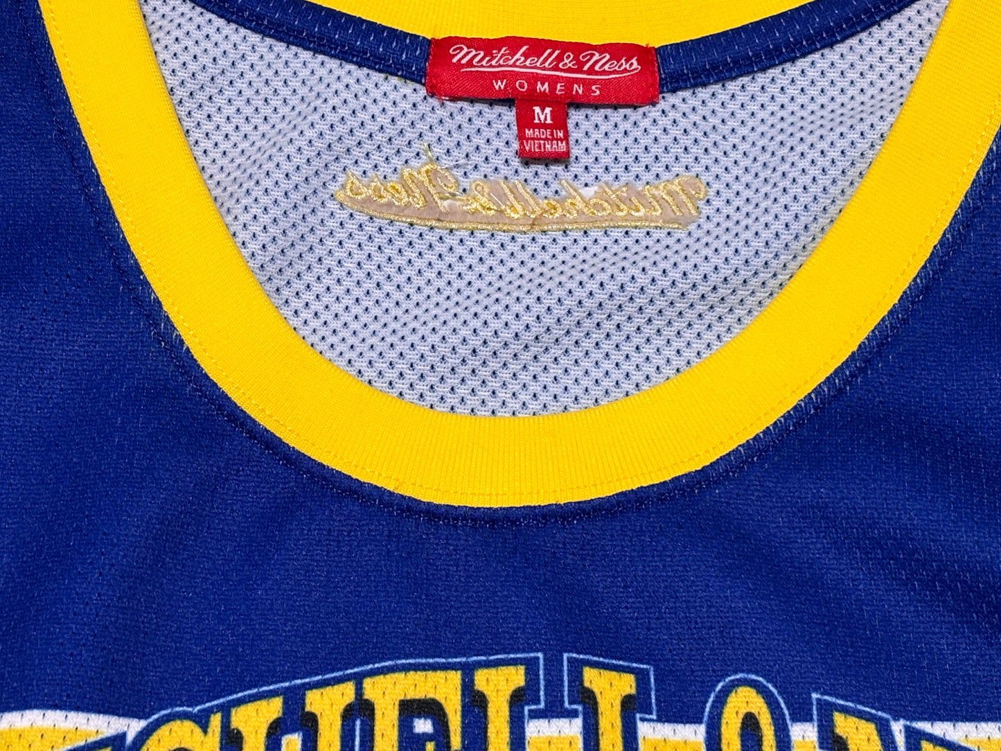 Mitchell & Ness Branded Basketball Jersey Short Crop Top Blue Gold Yellow Women’s Medium M New NWOT