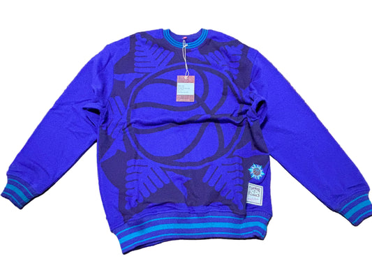 Utah Jazz Mitchell & Ness NBA Retro Hardwood Classic HWC Big Face 3.0 Crew Neck Sweat Shirt Women’s Purple Teal Medium M New NWT
