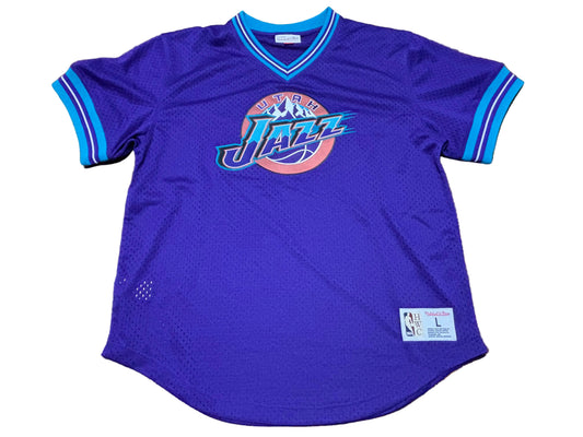 Utah Jazz Mitchell & Ness NBA Retro Hardwood Classic HWC Evergreen Mesh Shirt Jersey Purple Teal Turquoise Mens Large L New NWOT