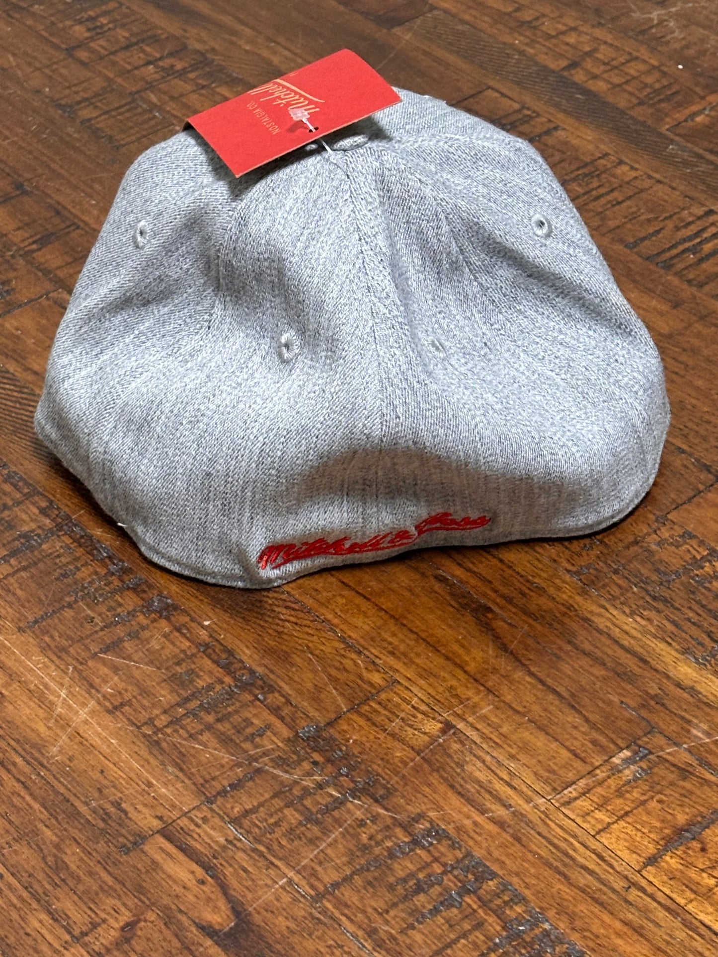 Houston Rockets Mitchell & Ness NBA Basketball HWC Hardwood Classics Redline Flex Fitted Large L Extra XL Hat Cap Red Heather Gray Gold New NWT