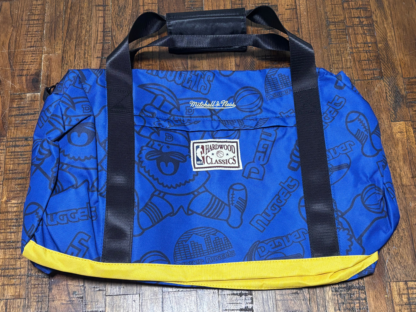 Denver Nuggets Mitchell & Ness Hardwood Classic HWC NBA Retro Blue Gold Rainbow Mascot Men’s Duffle Bag New NWOT