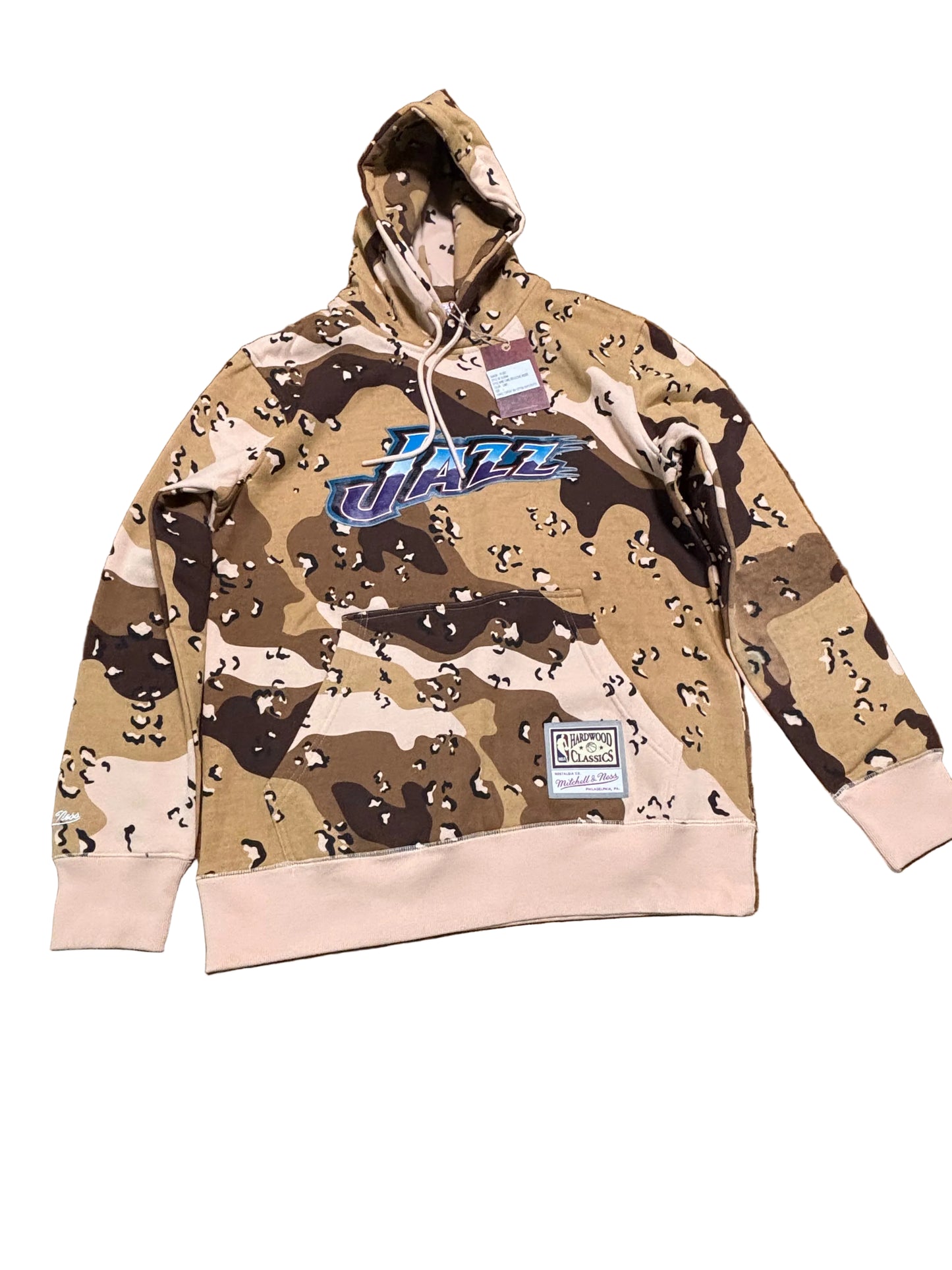 Utah Jazz Mitchell & Ness NBA Retro Hardwood Classic HWC Swingman 1998-99 Reflective Camo Camouflage Army Sweat Shirt Hoodie Hooded Brown White Mens Large L New NWT