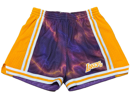Los Angeles LA Lakers Mitchell & Ness NBA Retro HWC Hardwood Classic Swingman 1996-97 Shorts Lightning Purple Gold Women’s Medium M New NWOT