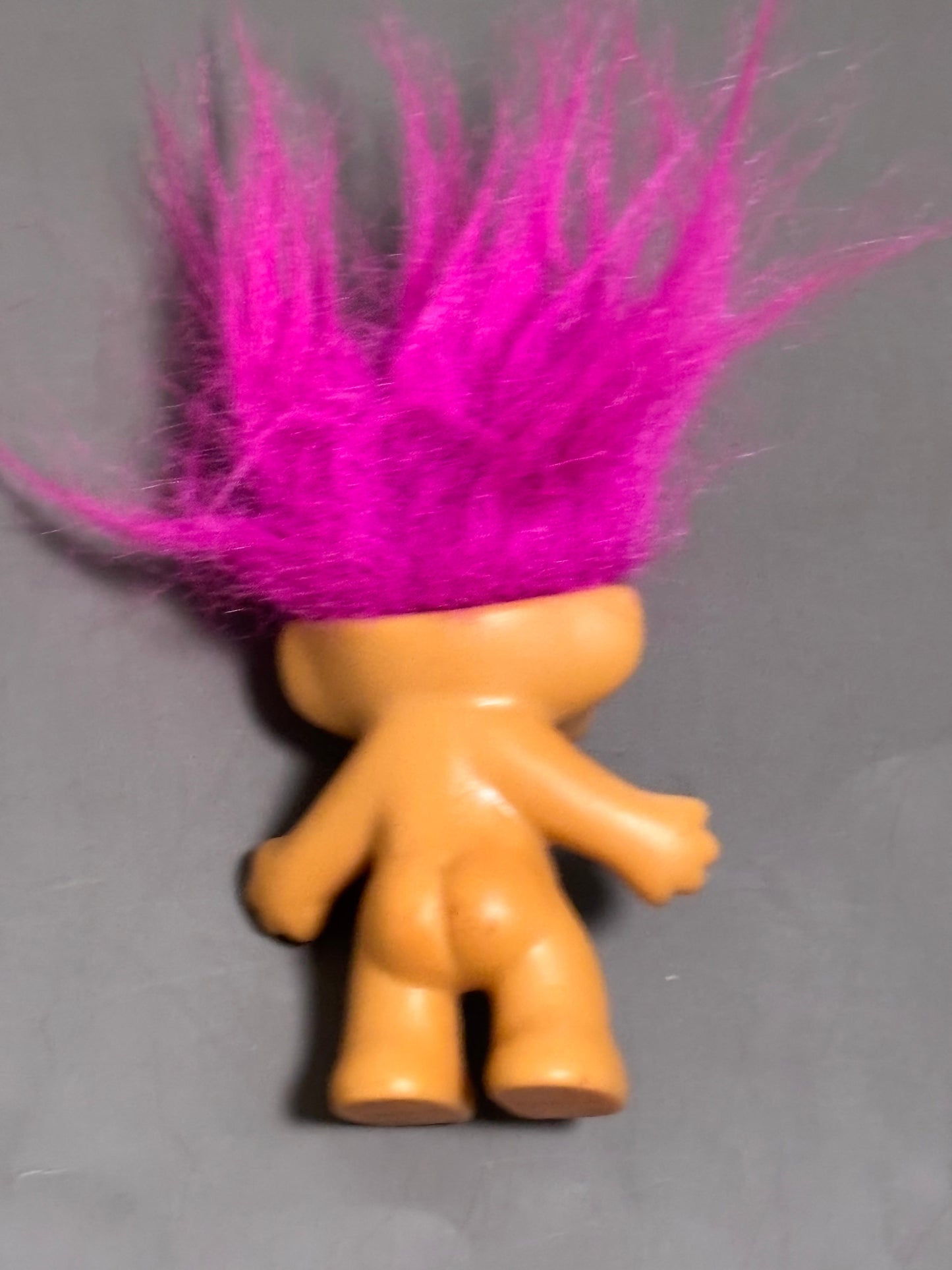Vtg Russ Berrie Troll Doll Magenta Pink Hair Brown Eyes 3" Naked Nude Toy