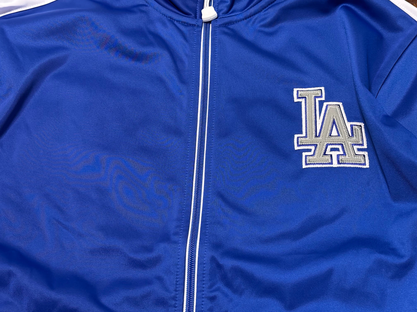 Los Angeles LA Dodgers Mitchell & Ness MLB Baseball Flashback Full-Zip Track Jacket Long Sleeve Shirt Sweater Royal Blue White Mens Large L New NWOT
