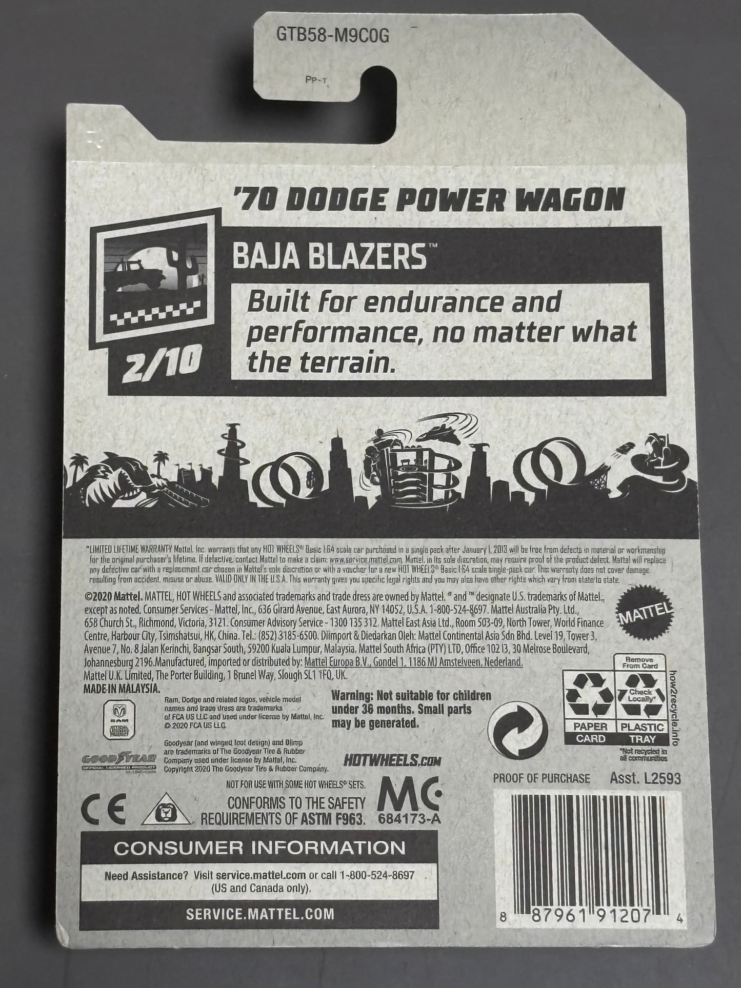 Hot Wheels '70 Dodge Power Wagon - Baja Blazers Series 2/10 New