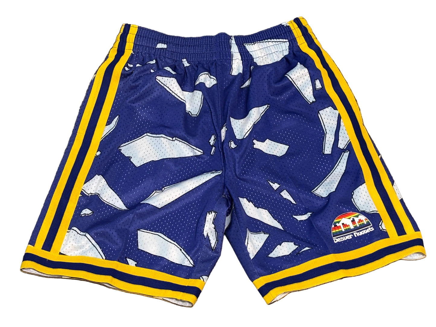 Denver Nuggets Mitchell & Ness Retro Blue Big Face Rim Glass Breaking Hardwood Classic Shorts Youth Kids Medium 10/12 M New NWOT