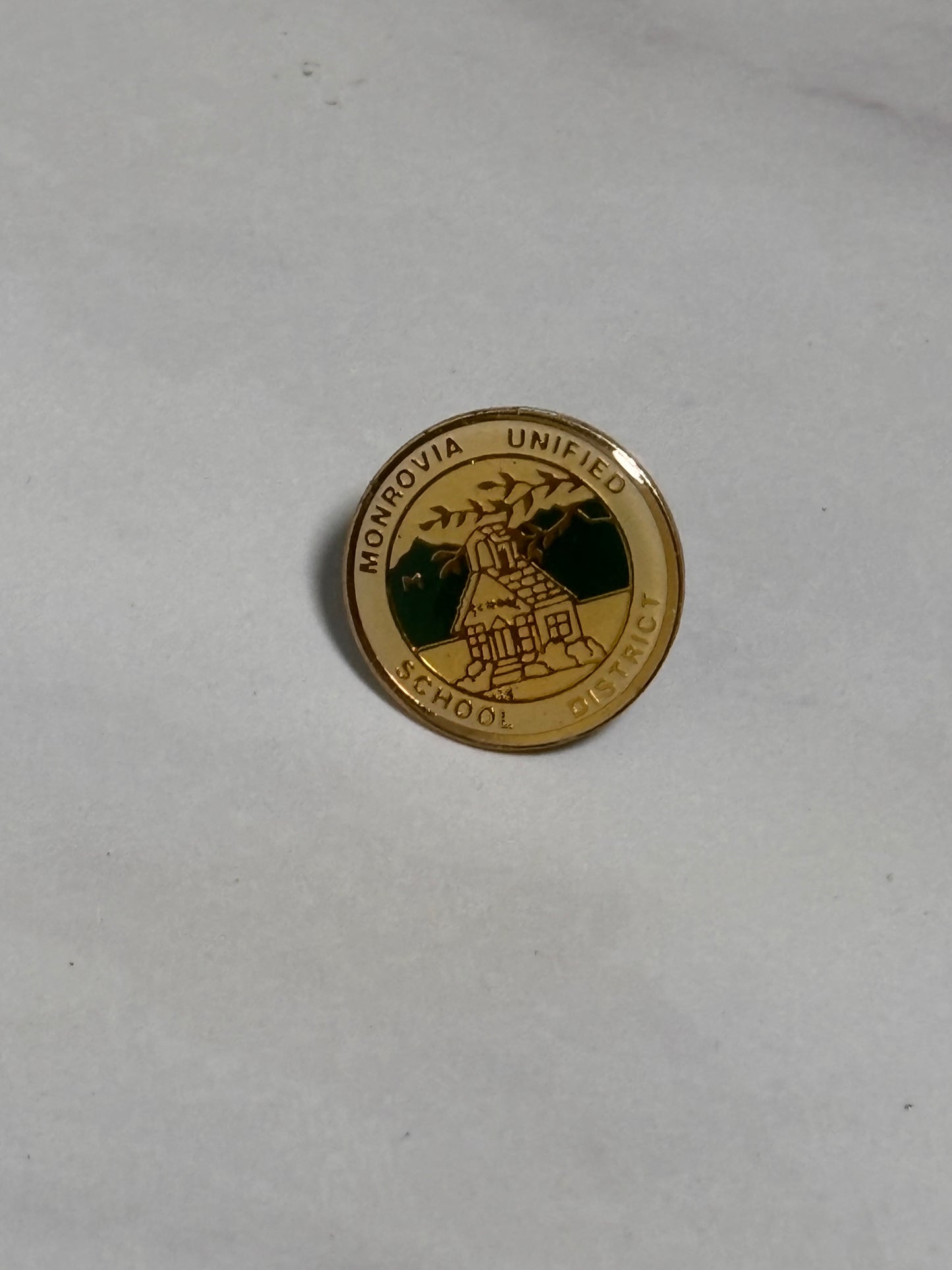 Monrovia Unified School District California Gold Green Toned Lapel Enamel Pin
