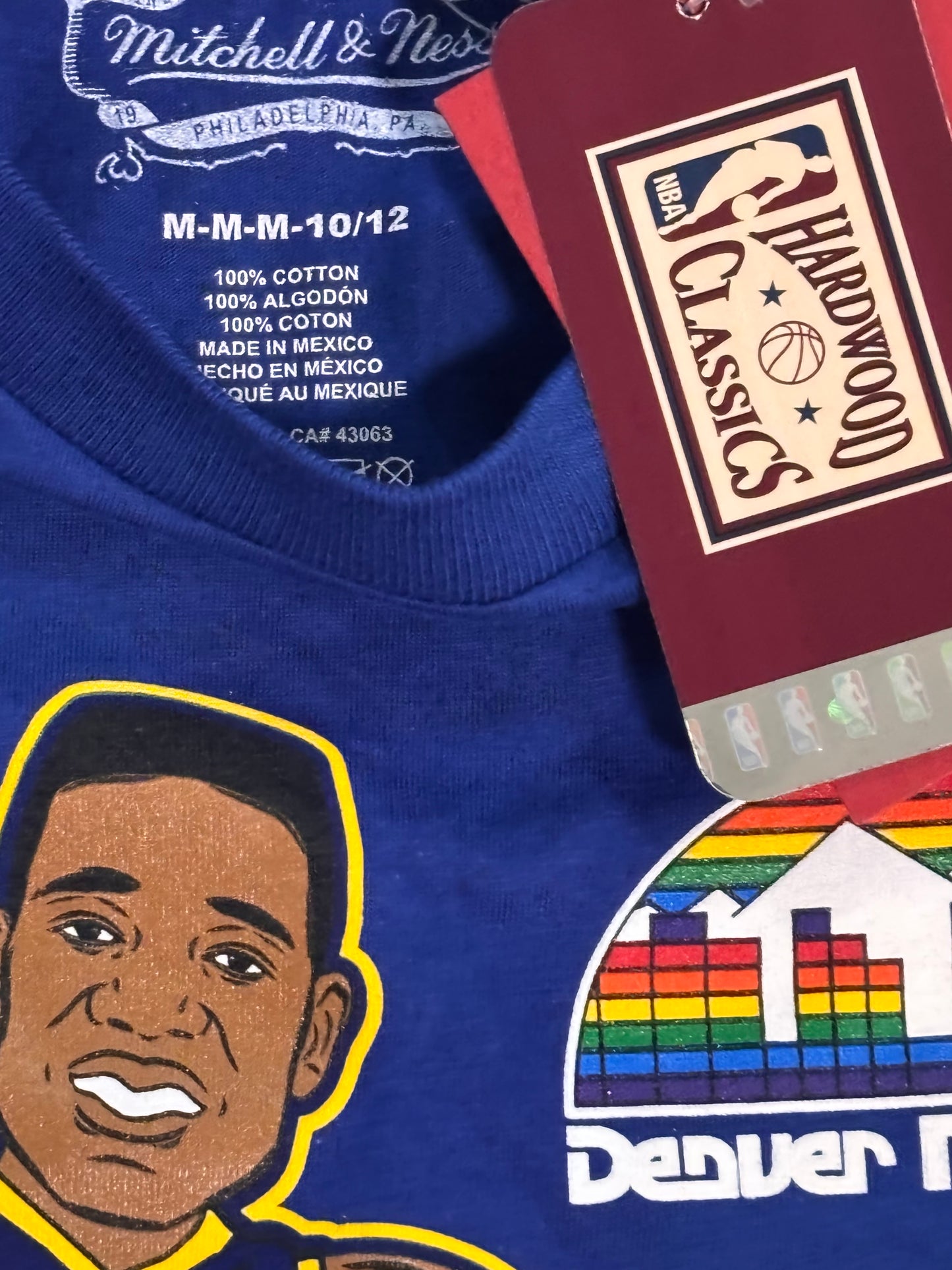 Dikembe Mutombo Denver Nuggets Mitchell & Ness 1991/92 Retro Hardwood Classics Swingman T Shirt Royal Blue Youth Kids Medium M 10/12 New NWT