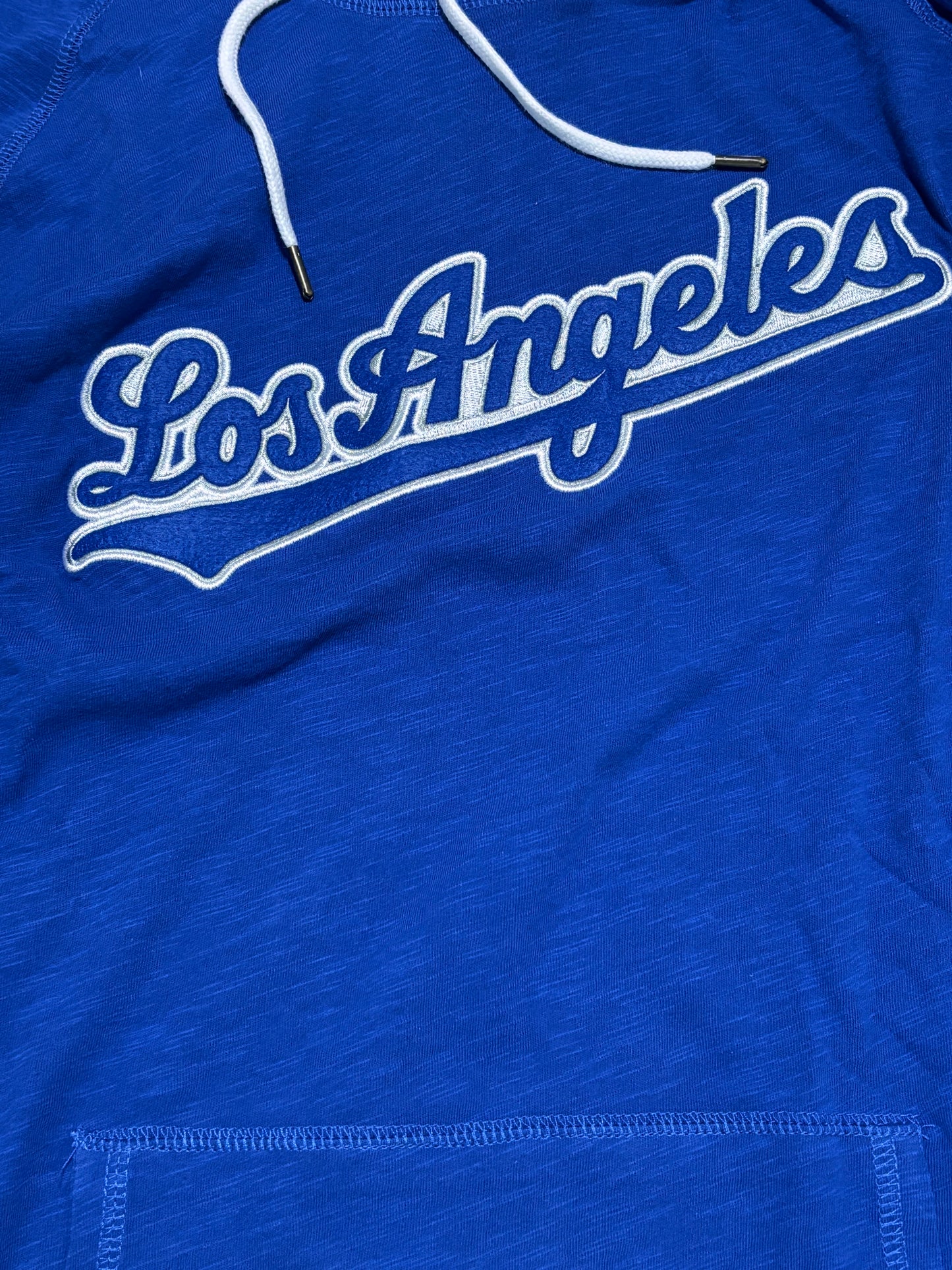 Los Angeles LA Dodgers Mitchell & Ness MLB Baseball Big Face Team Logo Legendary Slub Long Sleeve Shirt Sweater Hooded Hoodie Royal Blue White Mens Large L New NWOT