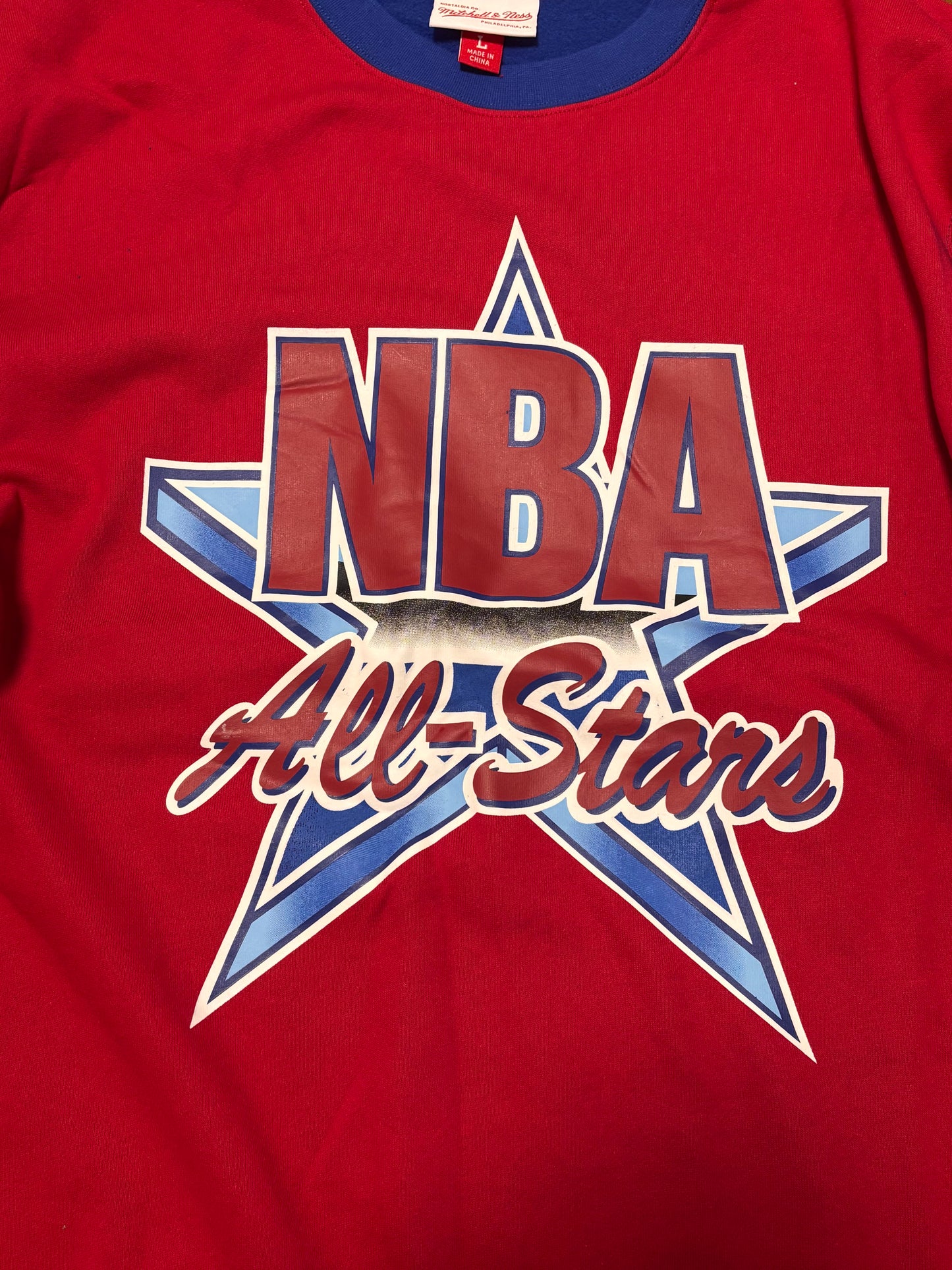 Mitchell & Ness NBA Retro Hardwood Classic HWC 1993 All Star Game Star Utah Long Sleeve Sweat Shirt Sweater Red Blue Men’s Large L New NWOT