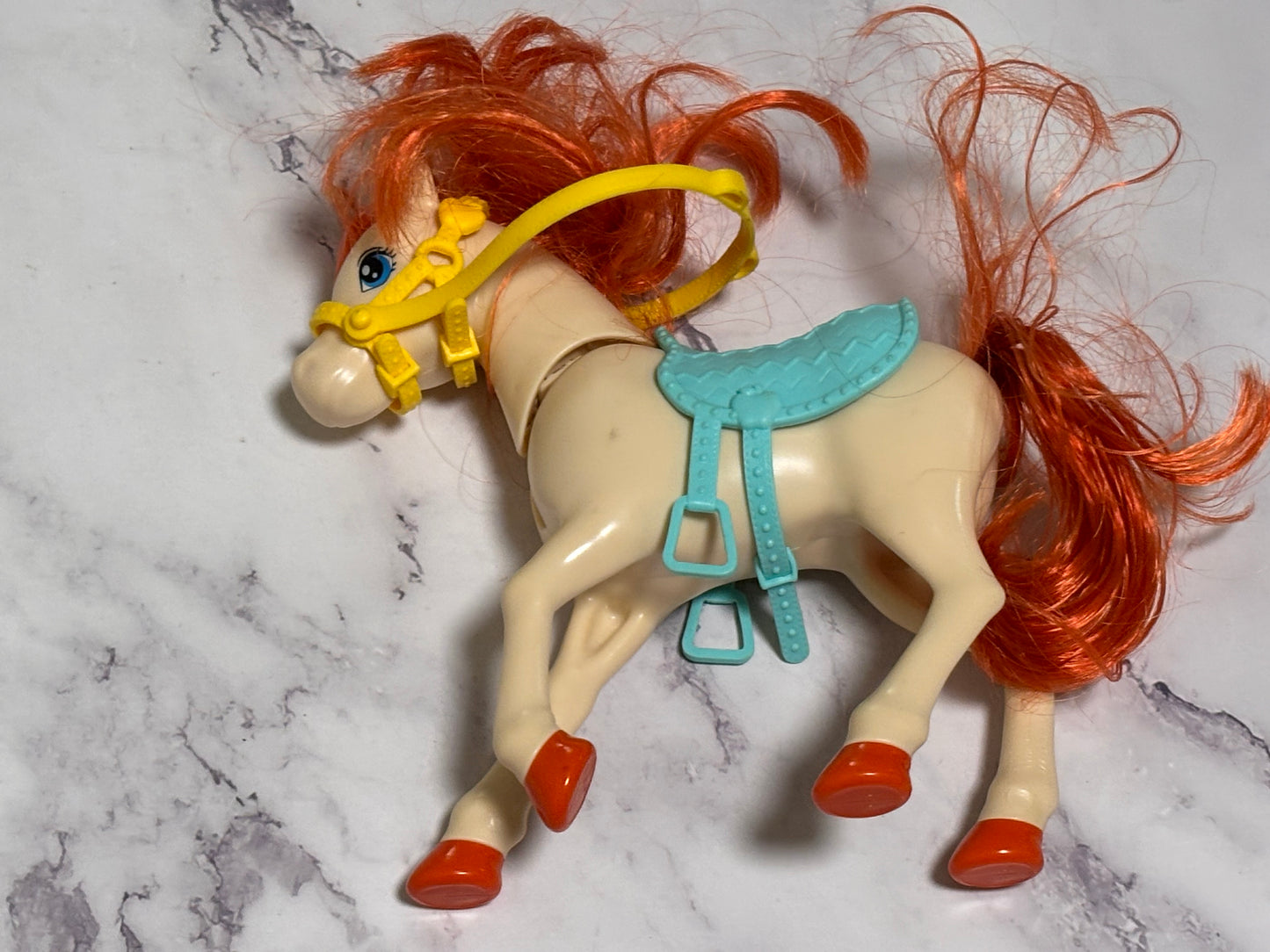 Barbie Hugs N Horses Horse w/Saddle & Reigns Toy Pony 6" Orange Hair