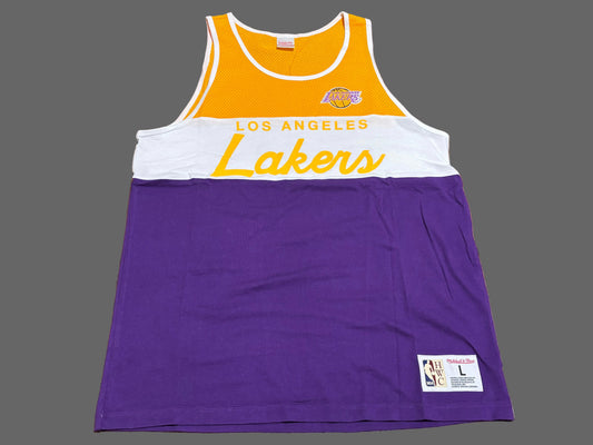 Los Angeles LA Lakers Mitchell & Ness HWC Hardwood Classics Special Script Sleeveless Tank Top Men’s Large L New NWOT