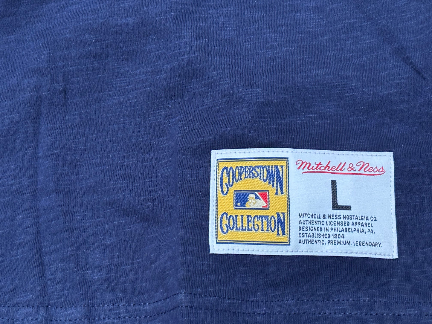 Chicago White Sox Mitchell & Ness Cooperstown Collection MLB Baseball Big Face Logo Team Origins Short Sleeve Shirt T-Shirt Navy Blue Men’s Large L New NWOT