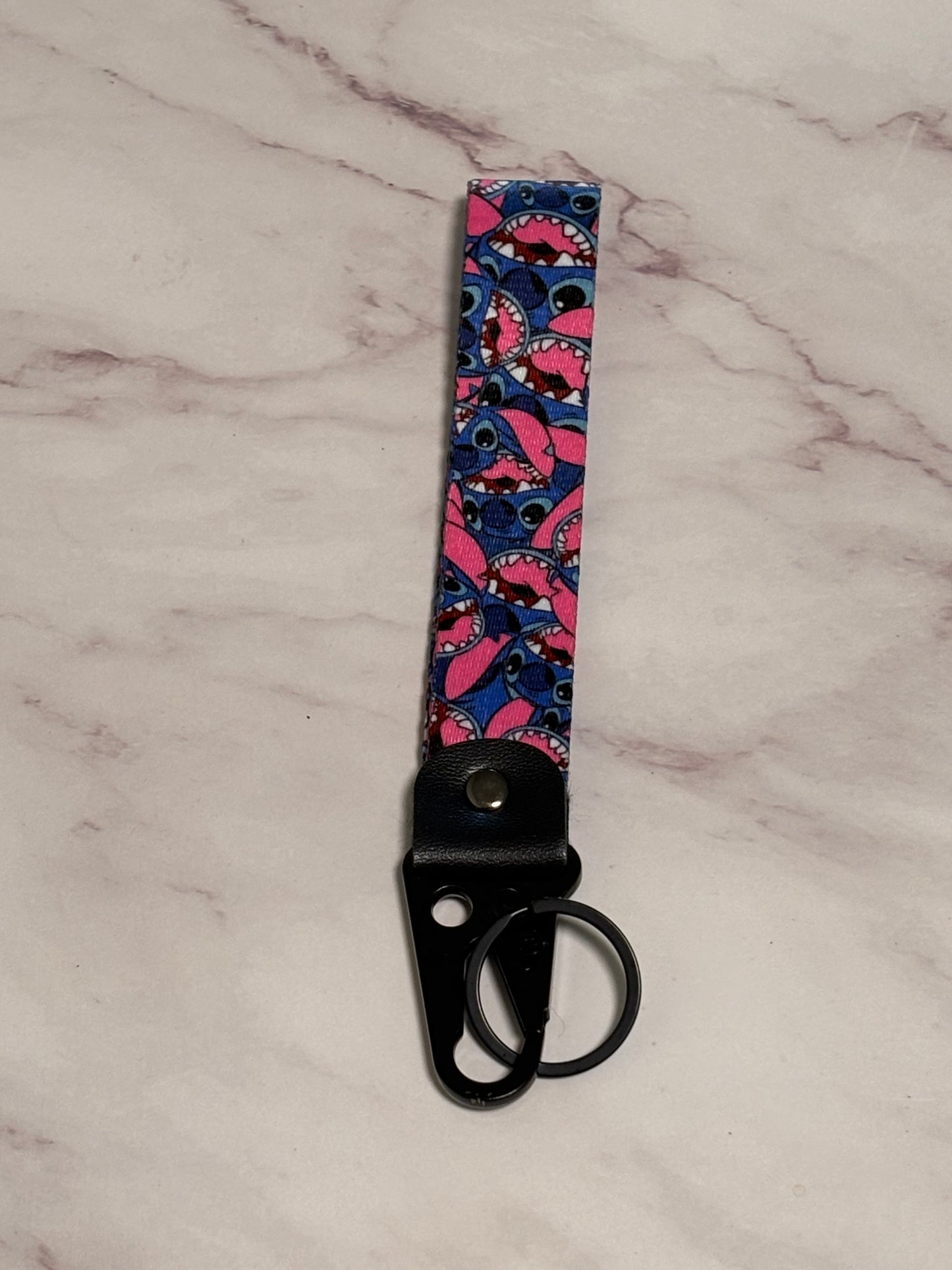 Lilo And Stitch Wrist Strap Metal Clip Key Chain Keychain Strap Pink Blue
