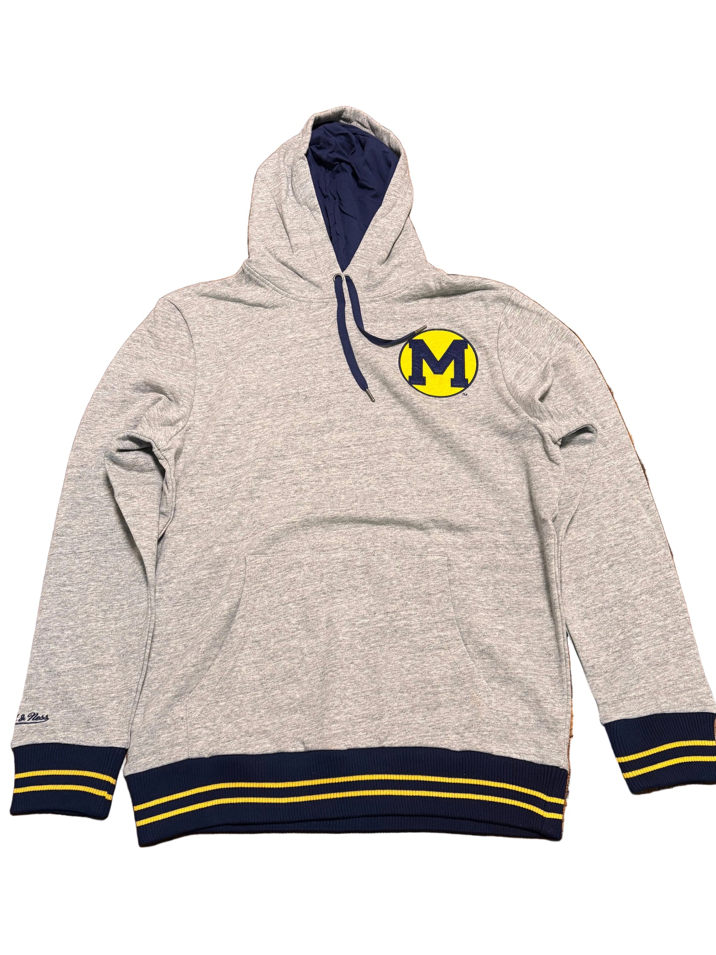 Michigan State Wolverines Mitchell & Ness College Vault Collegiate Football NCAA Logo Gray Long Sleeve Sweat Shirt Pullover Hoodie Hooded Men’s Large L NWOT New