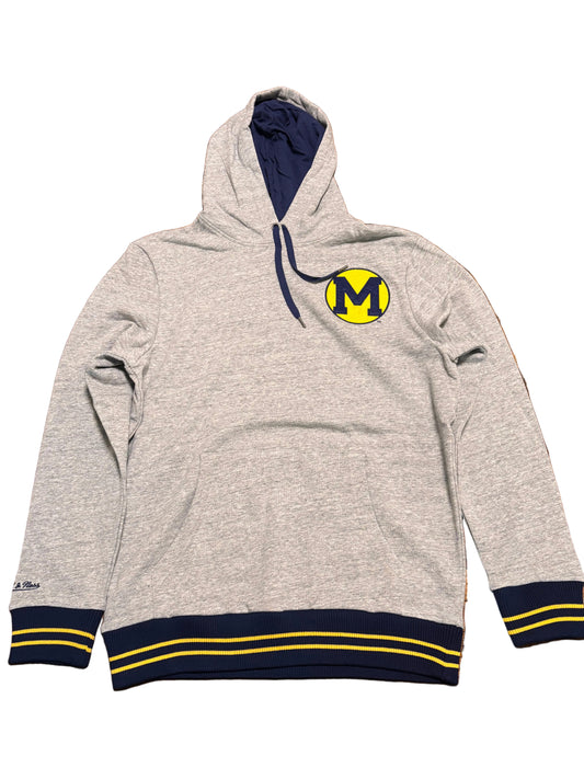 Michigan State Wolverines Mitchell & Ness College Vault Collegiate Football NCAA Logo Gray Long Sleeve Sweat Shirt Pullover Hoodie Hooded Men’s Large L NWOT New